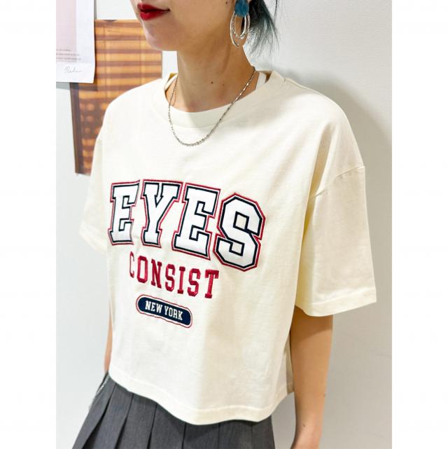 ワッペン刺繍ロゴクロップドTシャツ