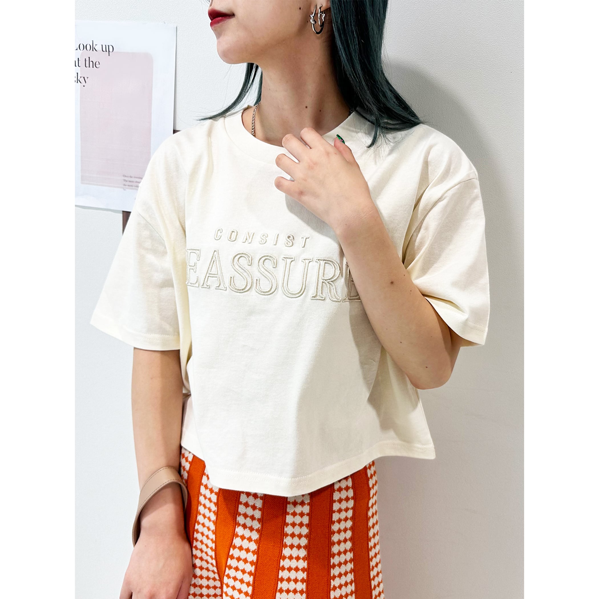 刺繍ロゴクロップドTシャツ｜カットソー｜CECIL McBEE(セシルマクビー