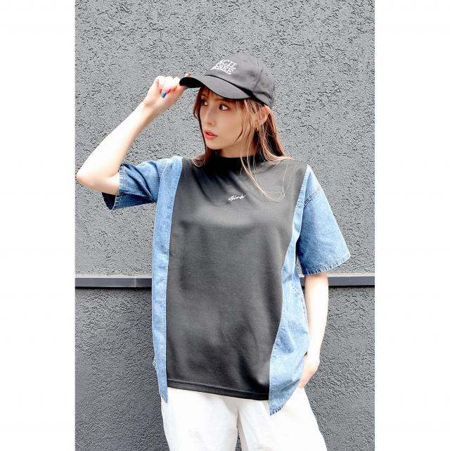 デニム切替トップス