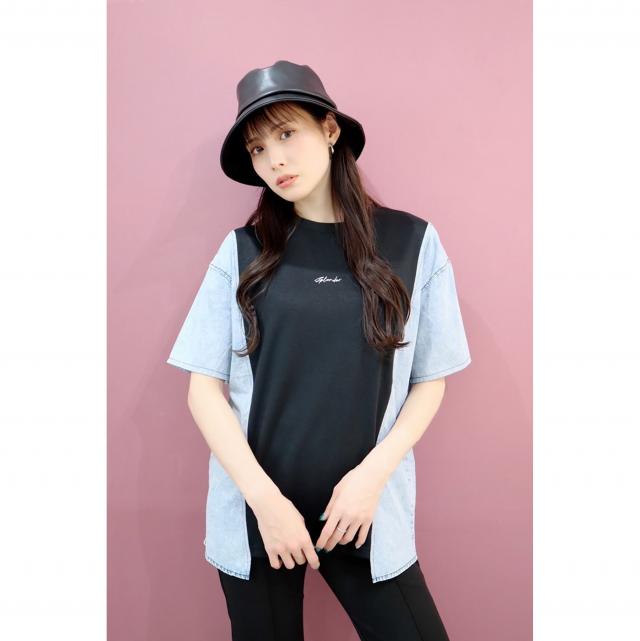 デニム切替トップス