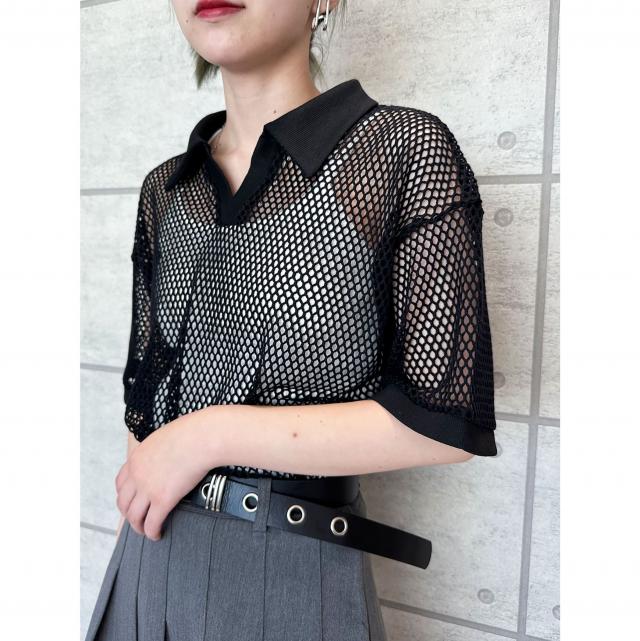 衿付きフィッシュネットプルオーバー