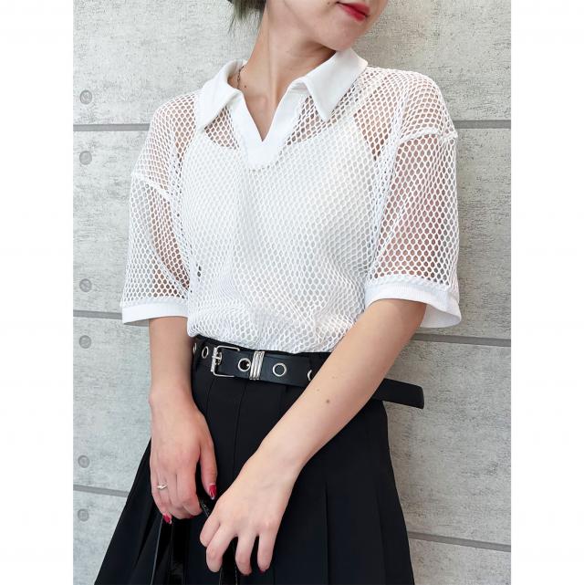 衿付きフィッシュネットプルオーバー