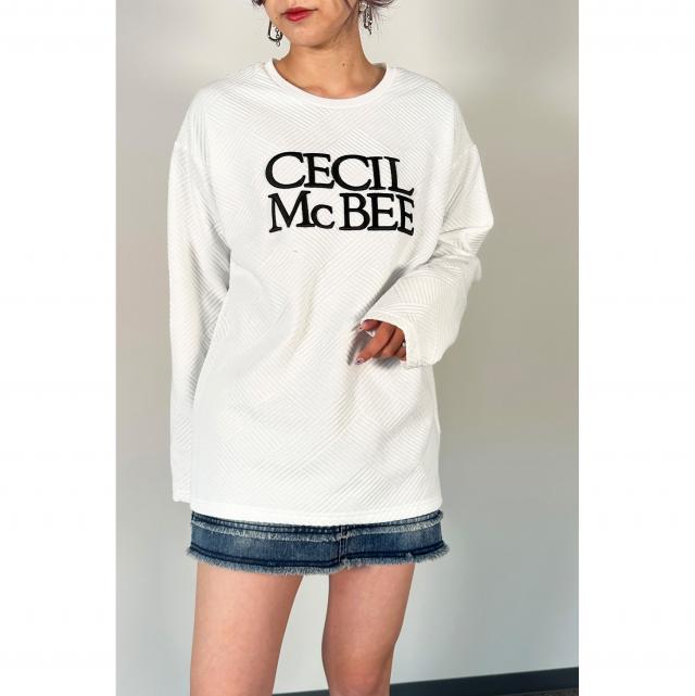 ジャガードストライプ柄クルーネックプルオーバー