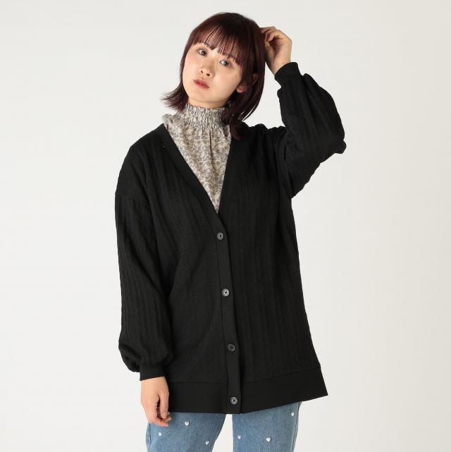 ケーブル柄ニットソーカーディガン