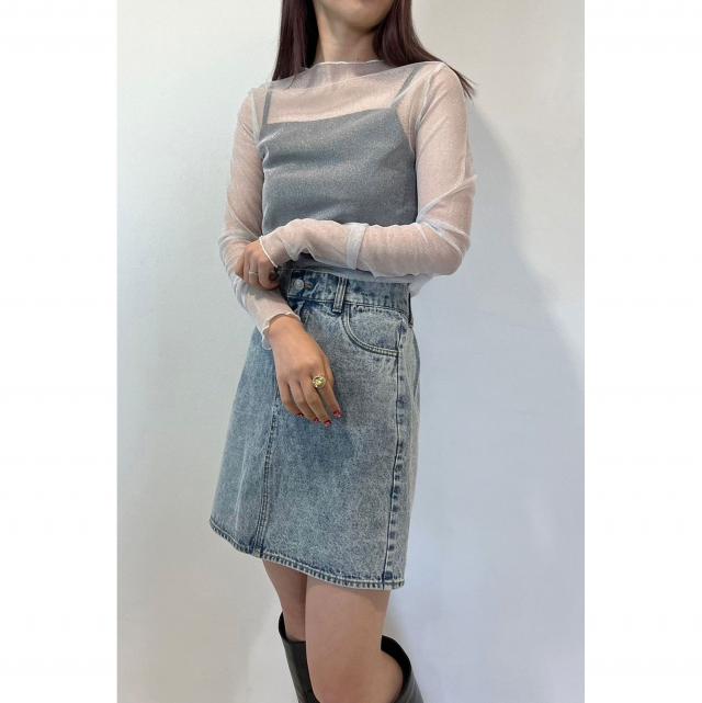 インナー付きラメシアートップス