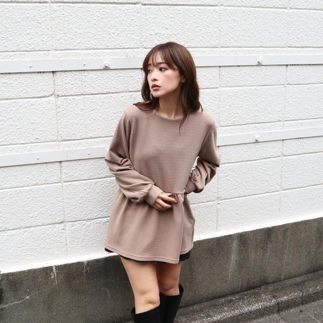 ふくれジャガードペプラムプルオーバー