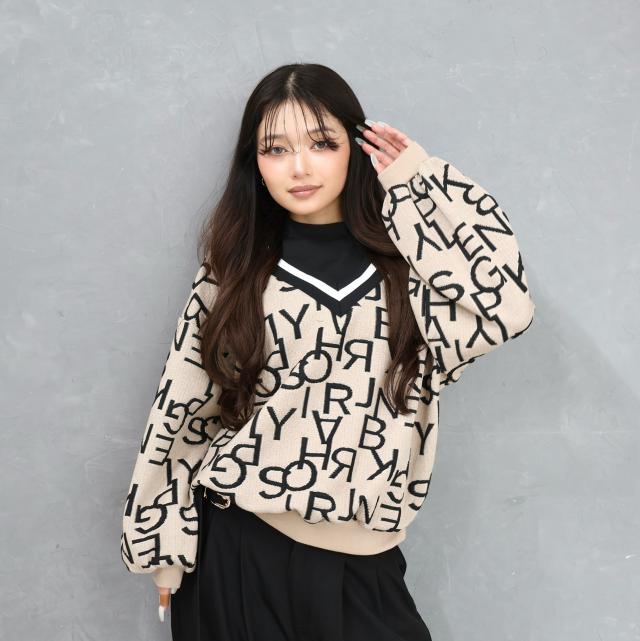 ふくれジャガードフェイクレイヤードプルオーバー