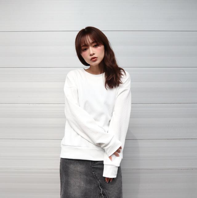 幾何学柄ふくれジャガードプルオーバー