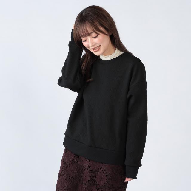 幾何学柄ふくれジャガードプルオーバー