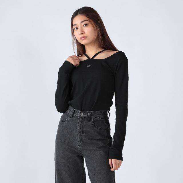 前後２WAYメタルパーツ付きスクエアネックトップス