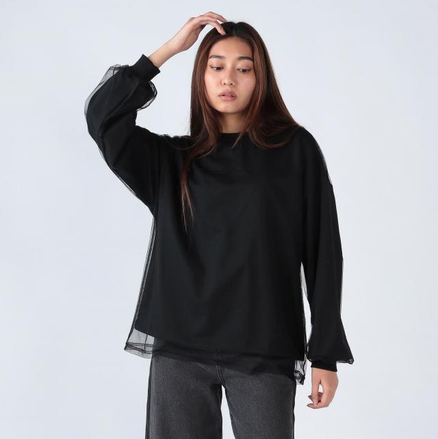 チュールレイヤードプルオーバー