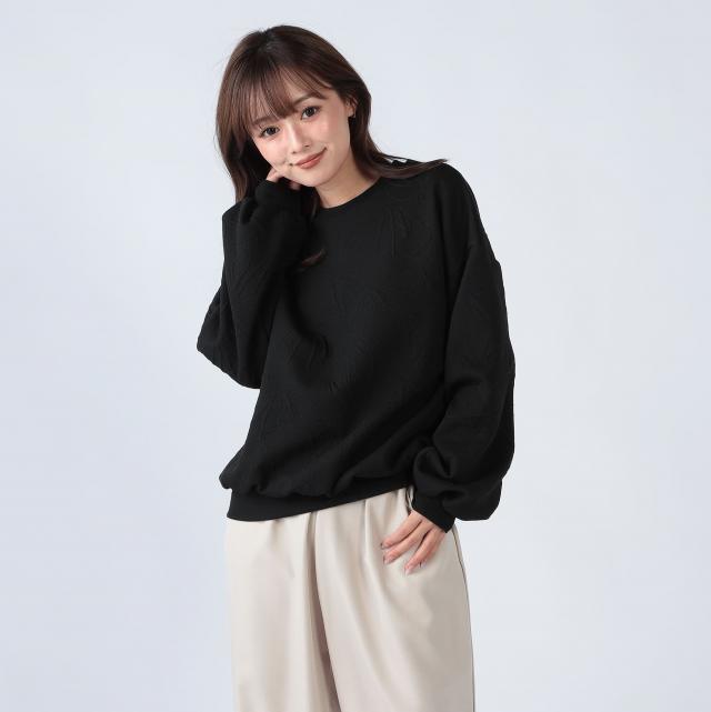 ふくれ花柄ジャガードプルオーバー