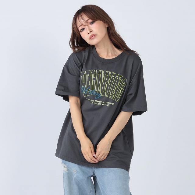 フロント刺繍プリントTシャツ