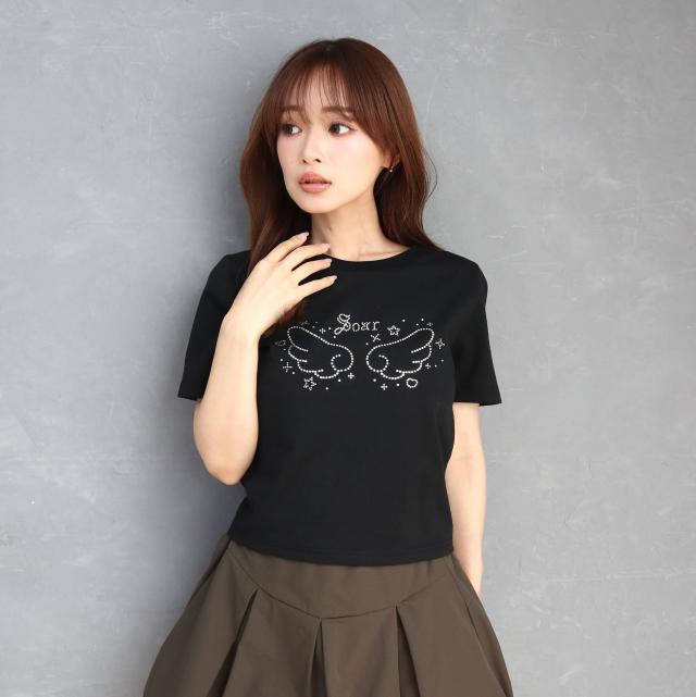 ラインストーンウィングTシャツ