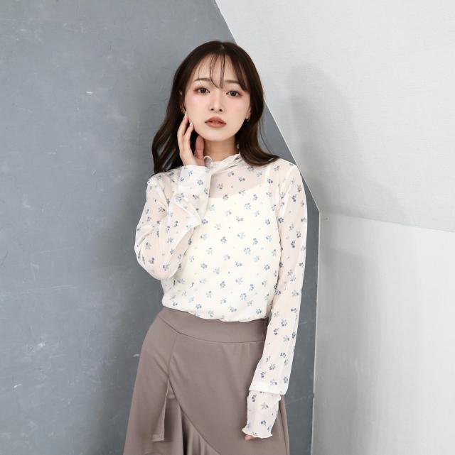 パワーネット小花柄タートルネック パワーネット小花柄タートルネック