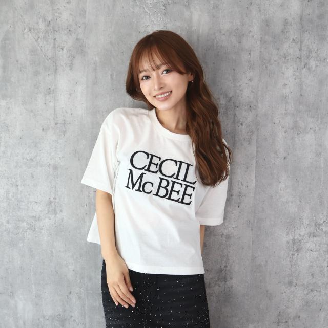 刺繍ロゴ短丈Tシャツ