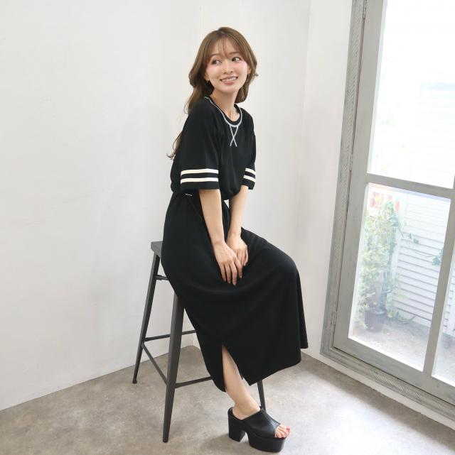 ウエストドロストTシャツワンピース