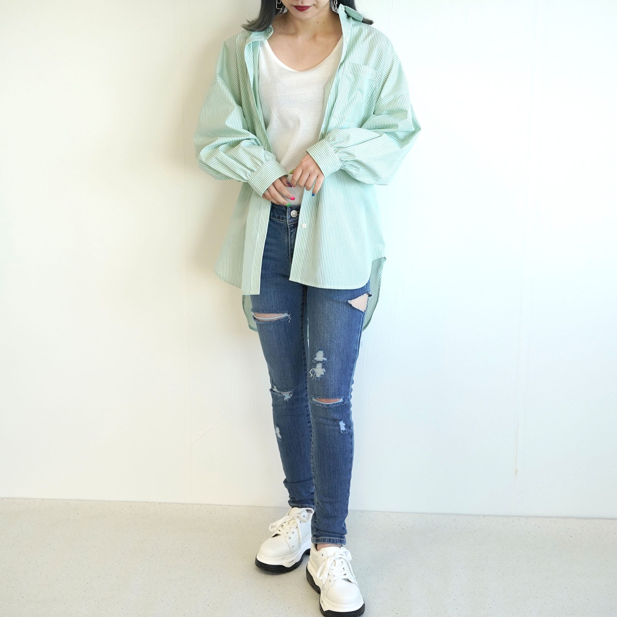 ストライプbigシャツ シャツ ブラウス Cecil Mcbee セシルマクビー ミーコレクト公式オンラインストア Mecollect Online Store セシルマクビー Cecil Mcbee