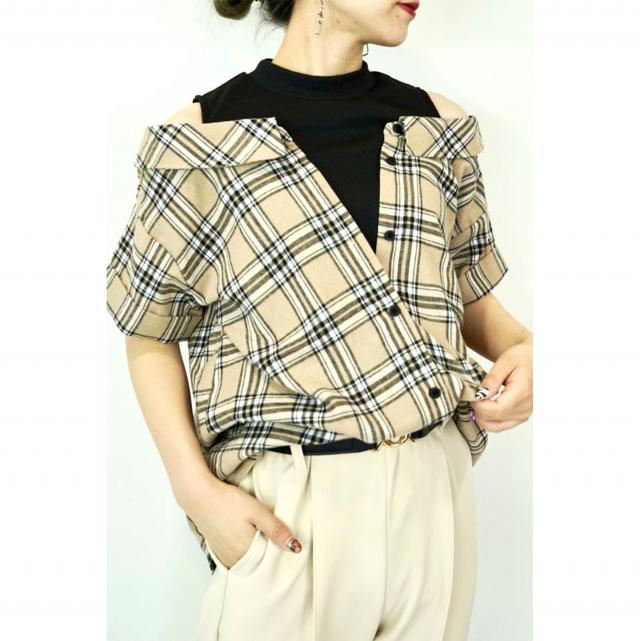 レイヤード風チェックシャツ