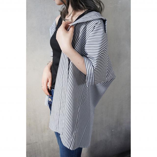 ストライプフレンチスリーブシャツ