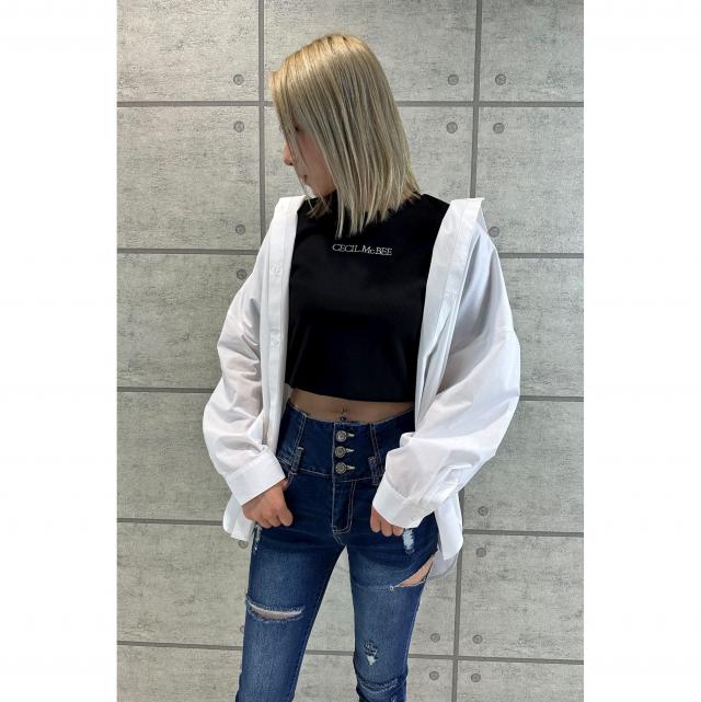 バックロゴ刺繍ゆるシャツ