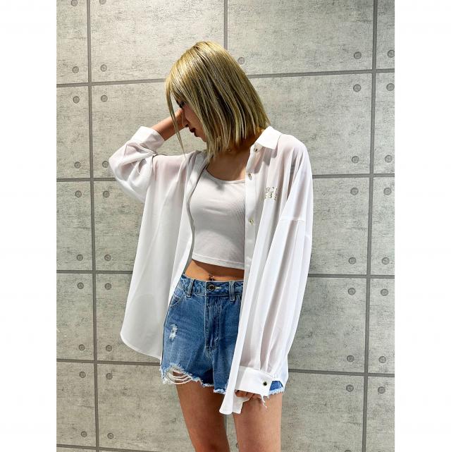 ロゴ箔プリントゆるシャツ