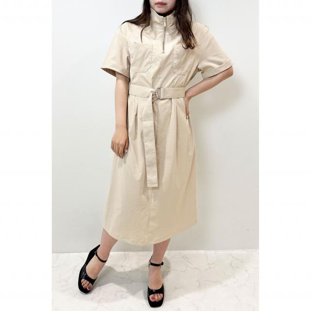 ハーフZIPベルト付きワンピース