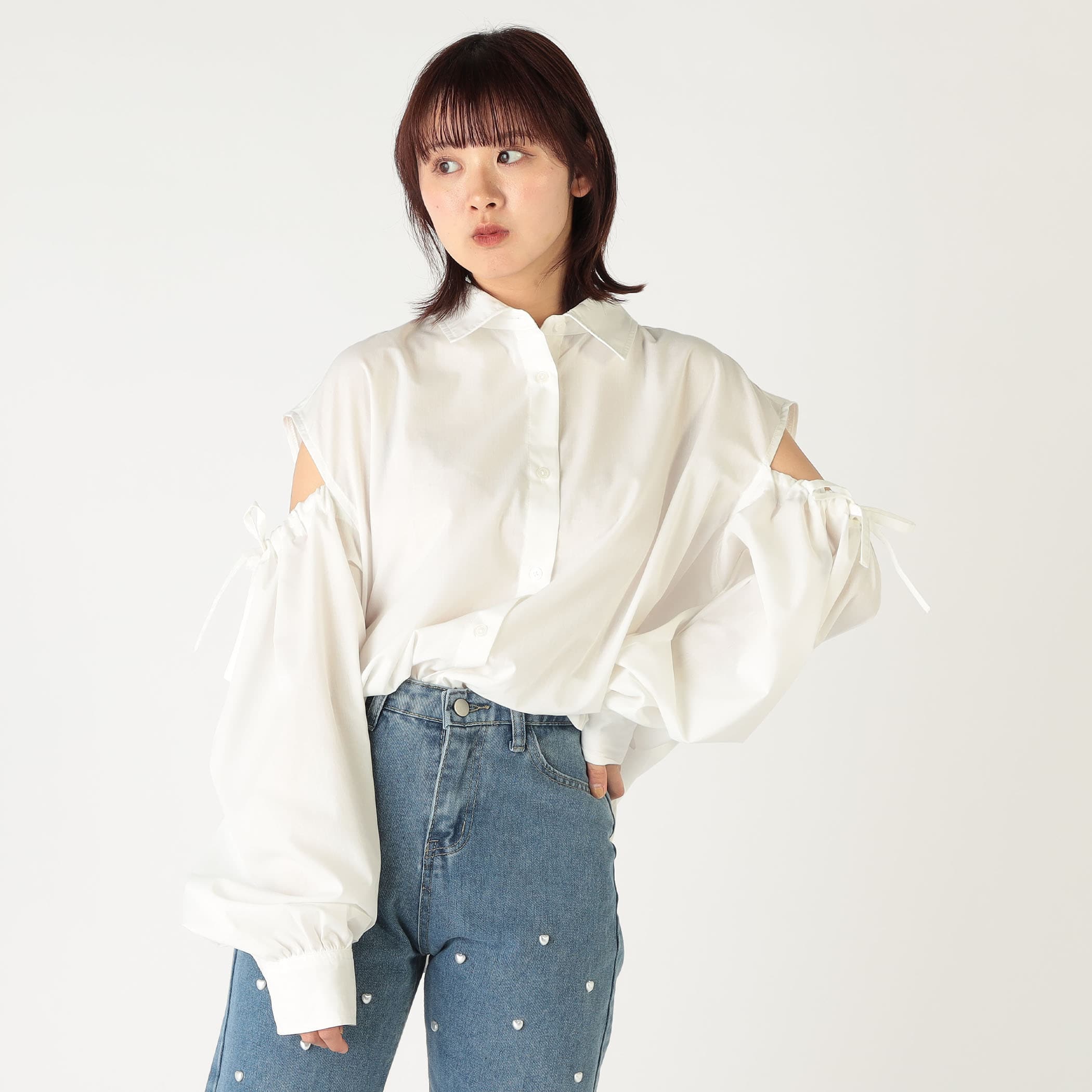 ドロストデザインゆるシルエットシャツ