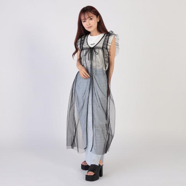 チュールフリルロングジレ