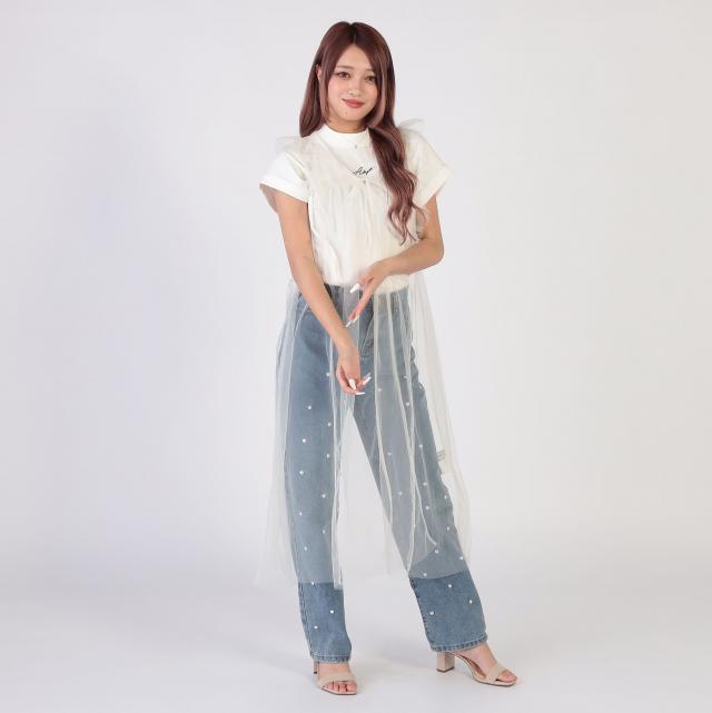 チュールフリルロングジレ
