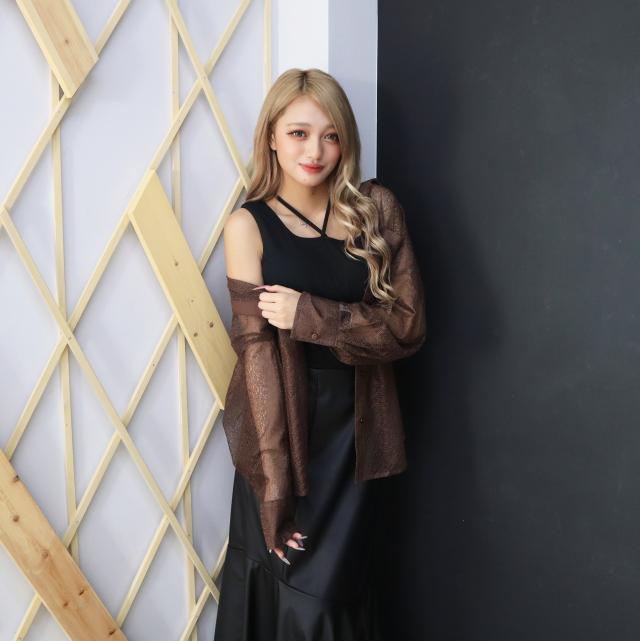 メッシュ風レースオーバーサイズシャツ