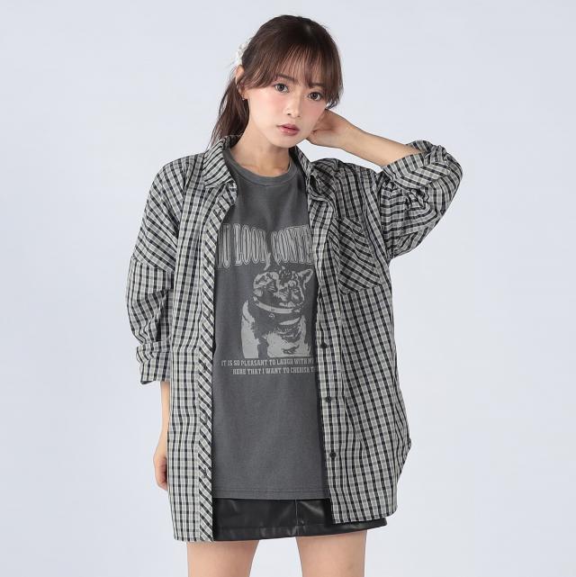 オーバーサイズチェックシャツ