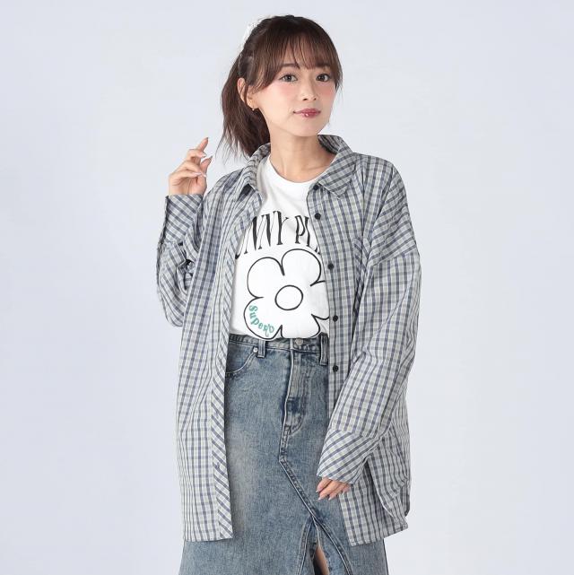 オーバーサイズチェックシャツ