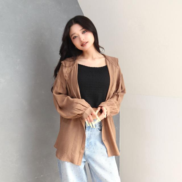 シアーワッシャーフーディーシャツ