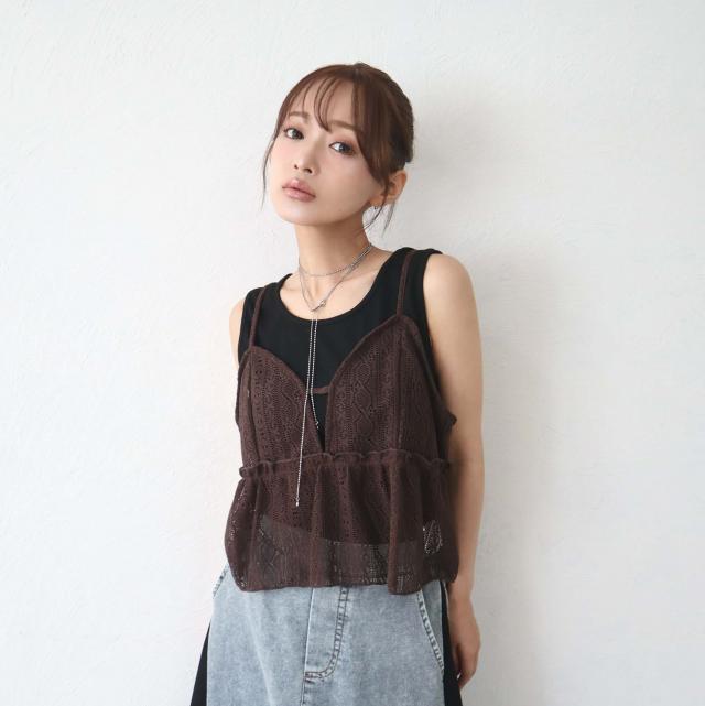 クロシェ風フリルビスチェxタンクトップSET クロシェ風フリルビスチェxタンクトップSET