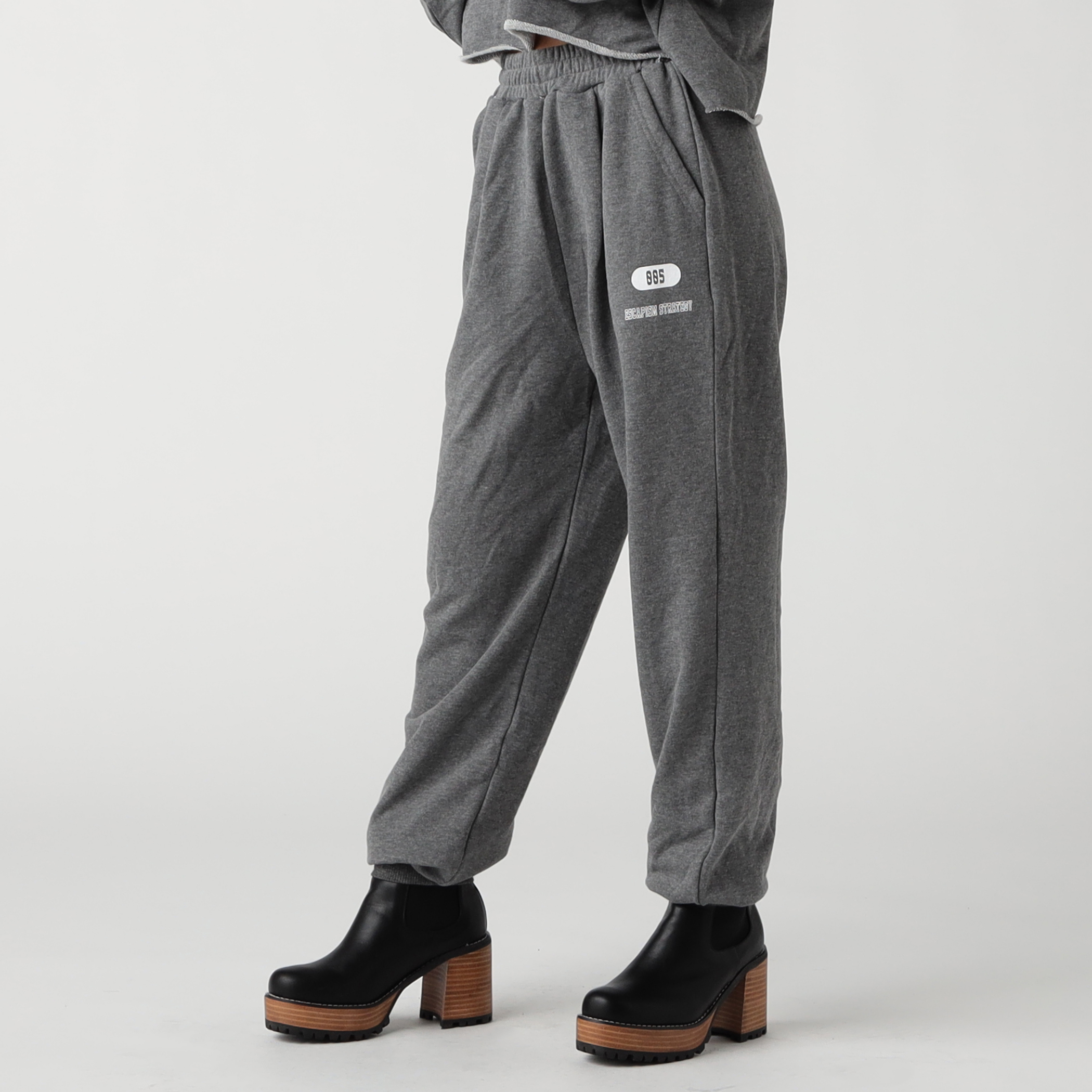 裏毛裾リブパンツ