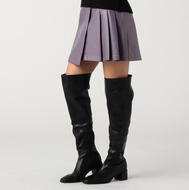 合皮サイドプリーツミニSK