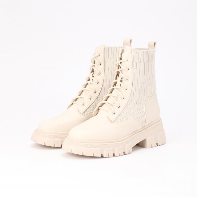 ニット切り替えレースアップブーツ