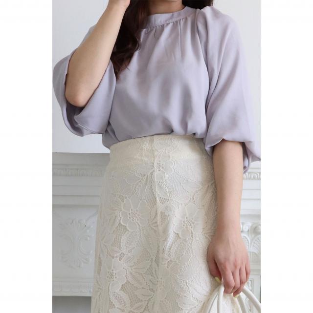 バックリボンボリュームスリーブブラウス