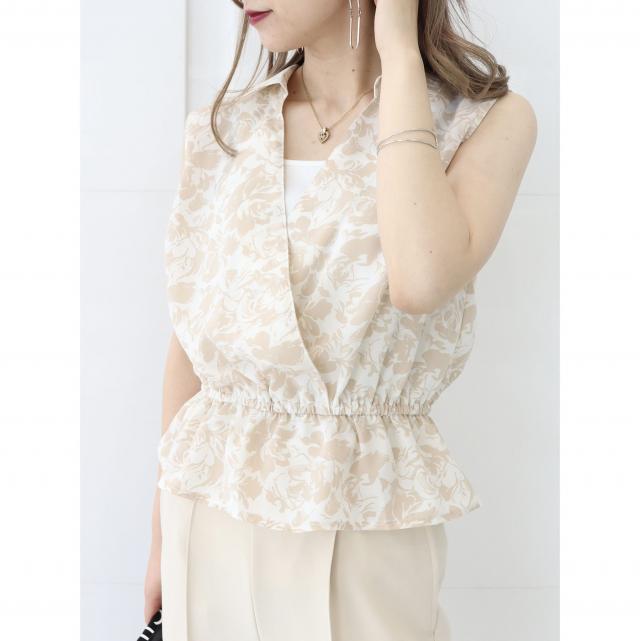 インナー付きカシュクールノースリブラウス