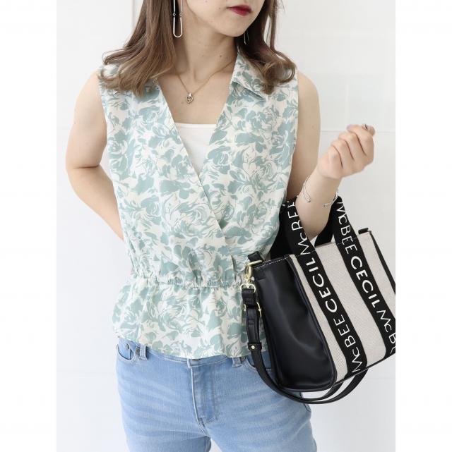 インナー付きカシュクールノースリブラウス