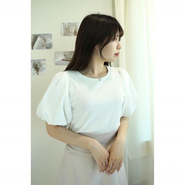 ランダムテレコ袖切替トップス