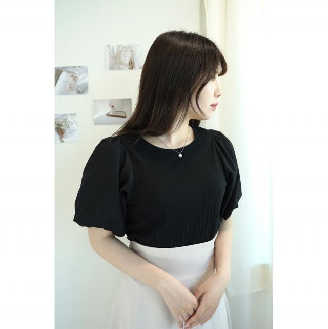 ランダムテレコ袖切替トップス