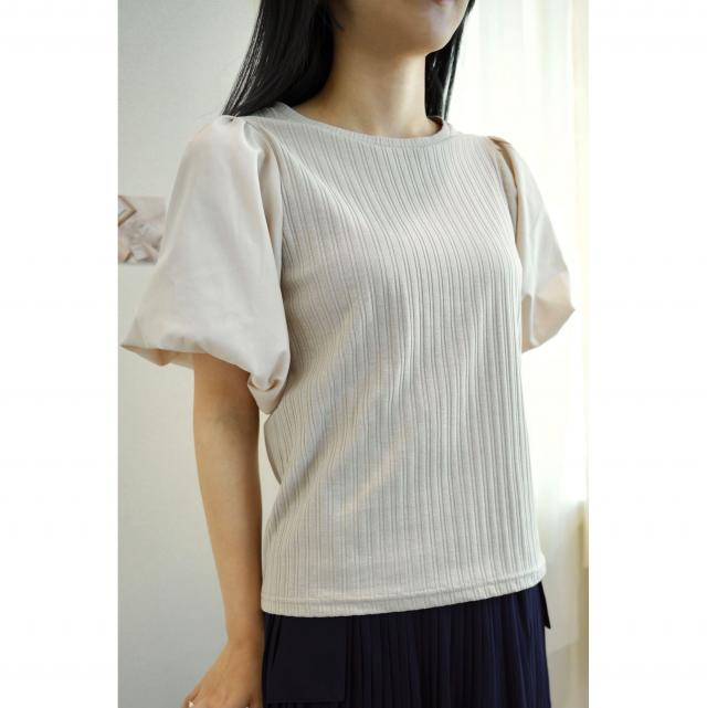 ランダムテレコ袖切替トップス