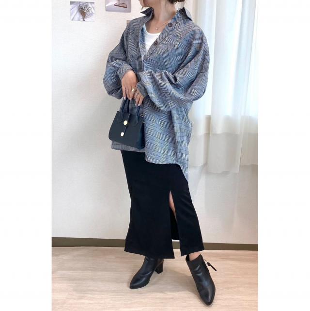 バックロゴ刺繍チェックシャツ