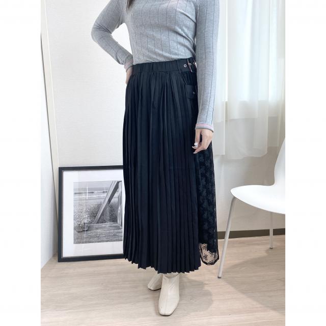 レース切替プリーツスカート