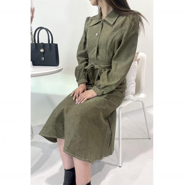 ステッチ配色マーメイドワンピース