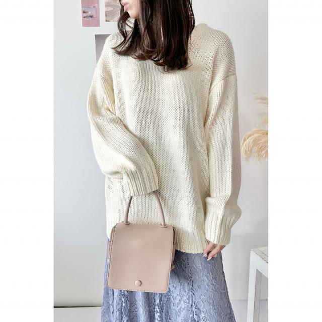 手編み風ドロップショルダーニットチュニック