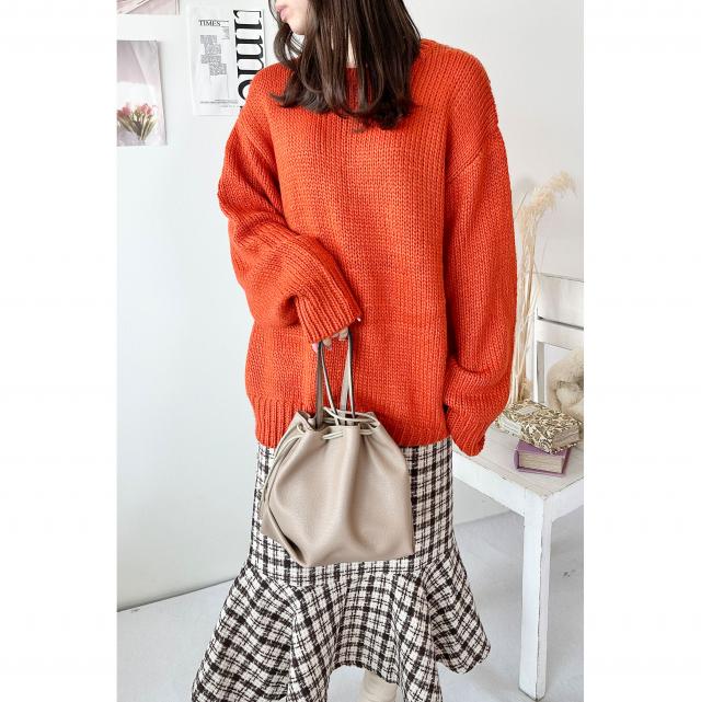 手編み風ドロップショルダーニットチュニック