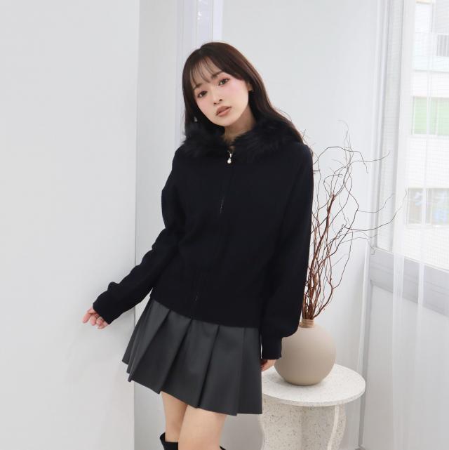 ファートリミングｘアンゴラライクZIPパーカー